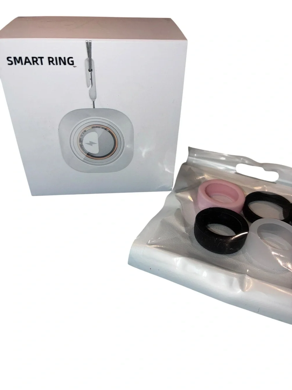 Smart Ring Charging Pad with Silicone Rings - Pink & Black